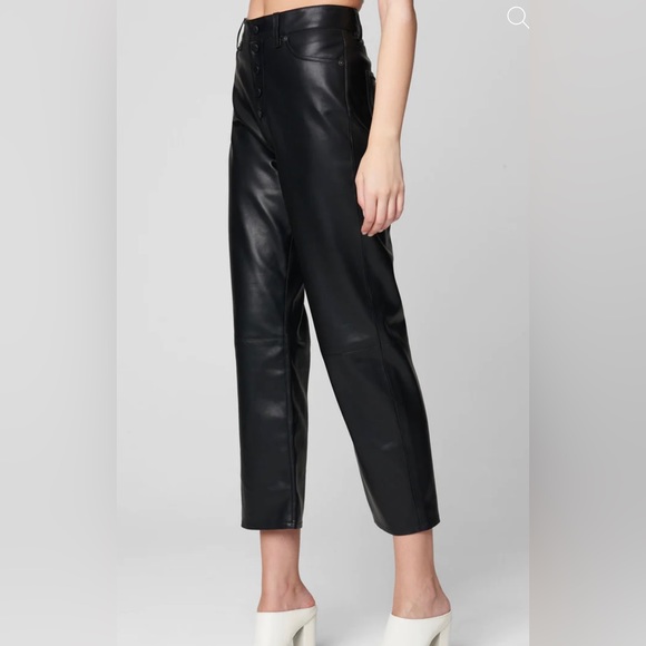 BLANK NYC BLACK The Baxter Straight In Nowhere Road VEGAN LEATHER CROP PANT 29 - Picture 3 of 10